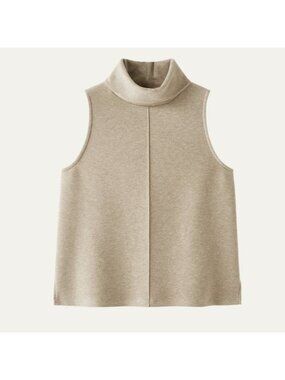 NWT OGL - S FuzzLuxe Turtle Neck Split Hem Top Heather Beige